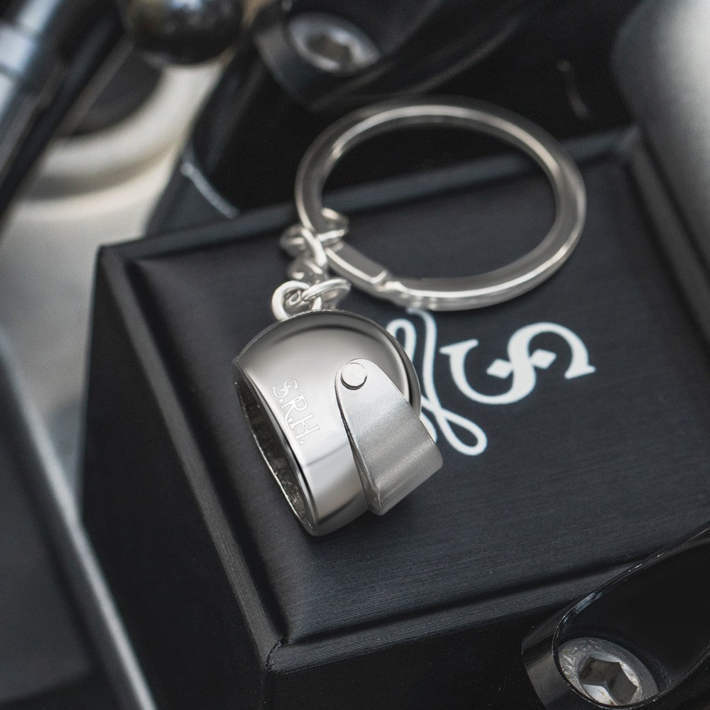Custom Name Motorcycle Helmet Keychain, Personalized Biker Keyring with Monogram, Birthday/Father's Day Gift for Biker/Motorcyclist/Boyfriend/Men/Dad