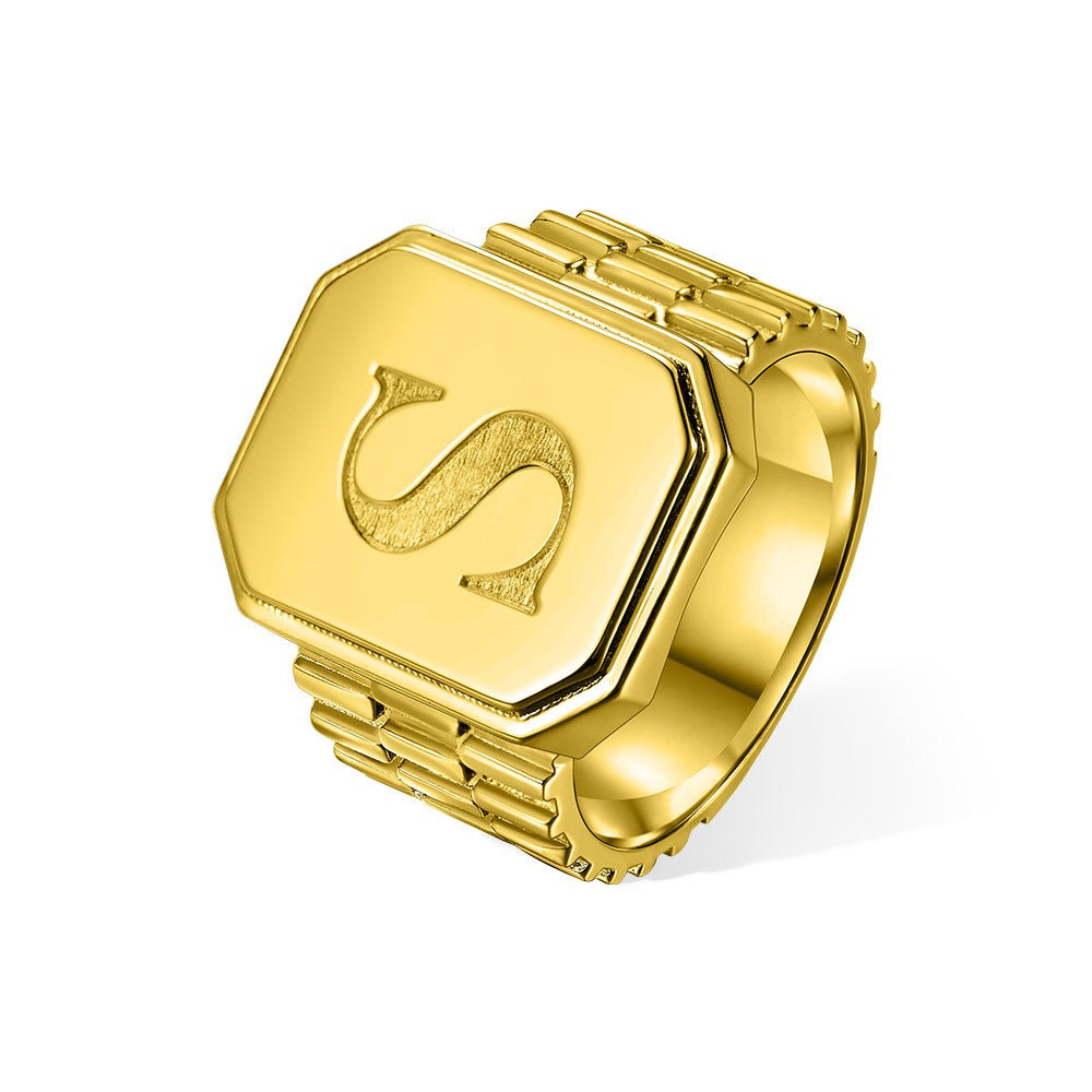 Custom Initial Signet Ring, Sterling Silver 925/Brass Unisex Ring, Pinky Finger Letter Ring, Birthday/Anniversary Gift For Men/Women/Husband/Boyfriend