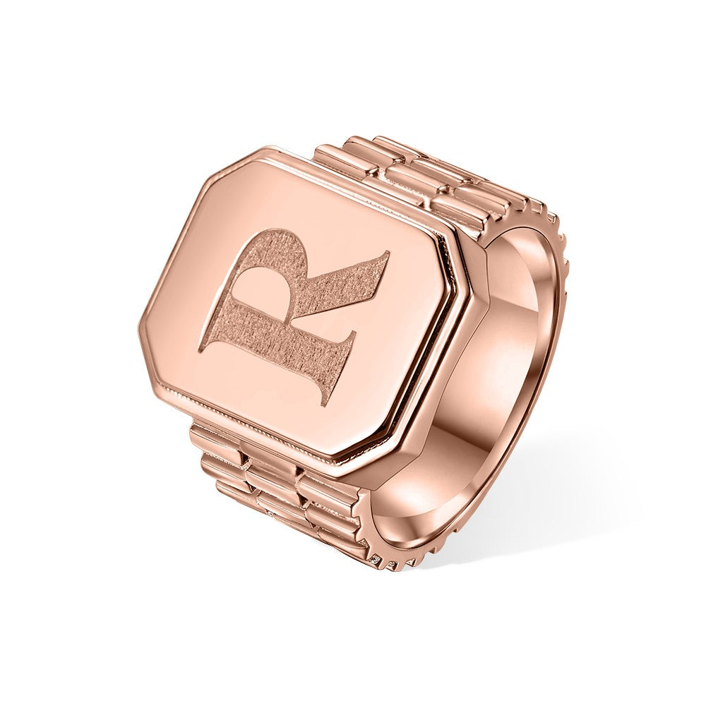 Custom Initial Signet Ring, Sterling Silver 925/Brass Unisex Ring, Pinky Finger Letter Ring, Birthday/Anniversary Gift For Men/Women/Husband/Boyfriend
