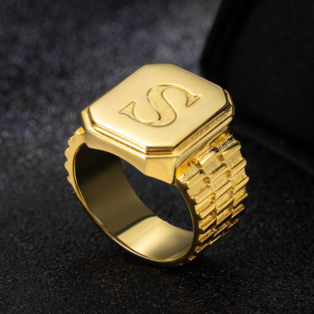 Custom Initial Signet Ring, Sterling Silver 925/Brass Unisex Ring, Pinky Finger Letter Ring, Birthday/Anniversary Gift For Men/Women/Husband/Boyfriend