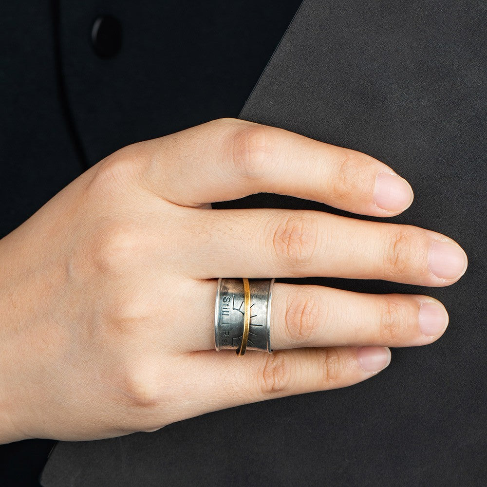 Still I Rise Sun Ring, Spinner Fidget Ring, Meditation Spinning Wide Band, Engraved Anxiety Ring, Fidget Ring, Gift for Women/Friends