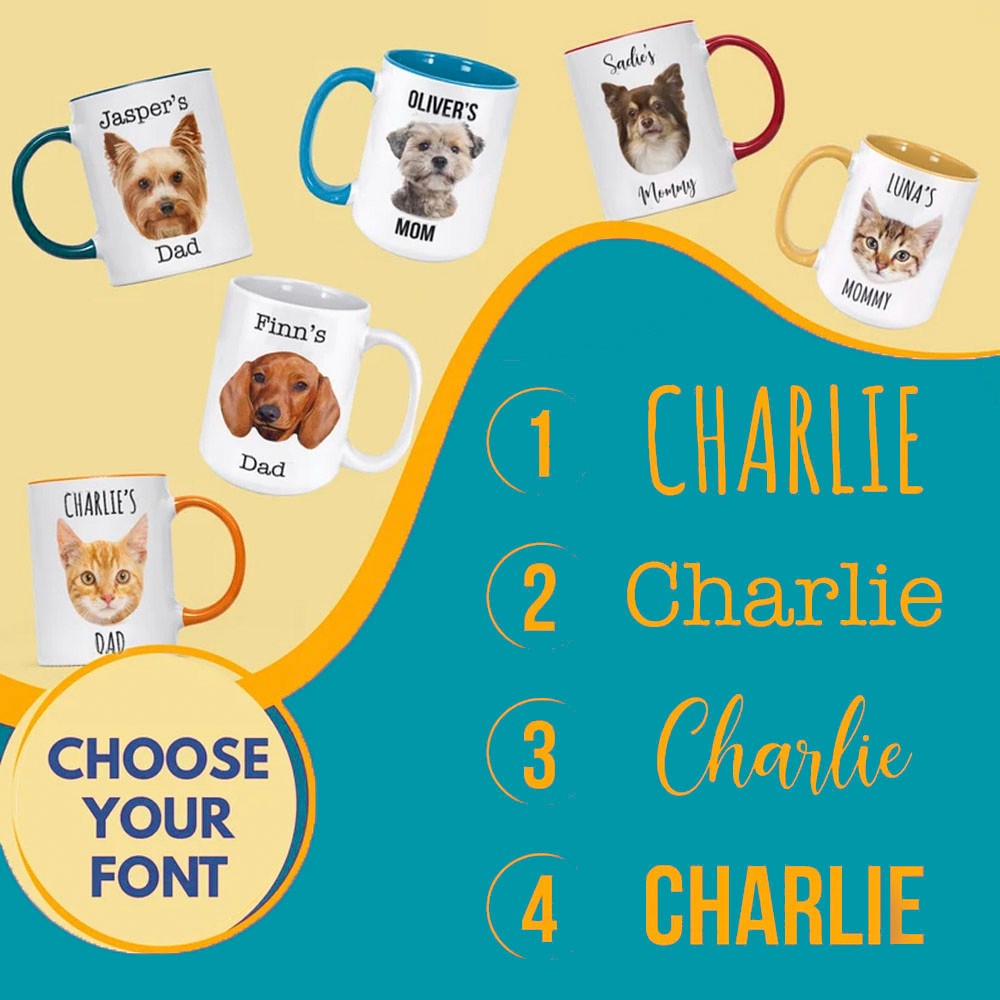 Personalized Dog Dad Mug with Pet Photo, Custom Dog Mug, Dog Lover Coffee Mug, Personalized Cat Mug, Dog Face Mug, Dog Mom Gift, Gift for Per Lover