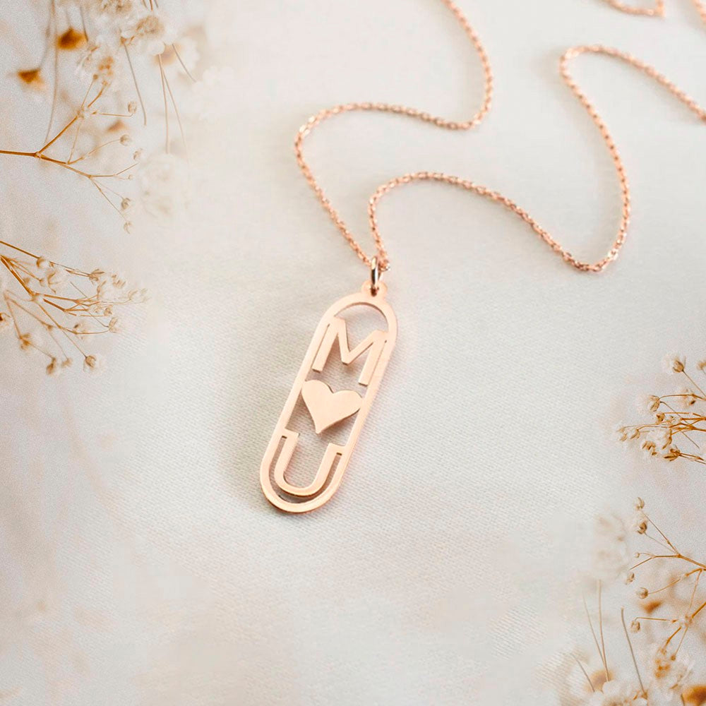 Personalized Two Capital Letter and Heart Necklace, Custom Vertical Couple's/Friendship Necklace, Birthday/Anniversary/Valentine's Day Gift for Her