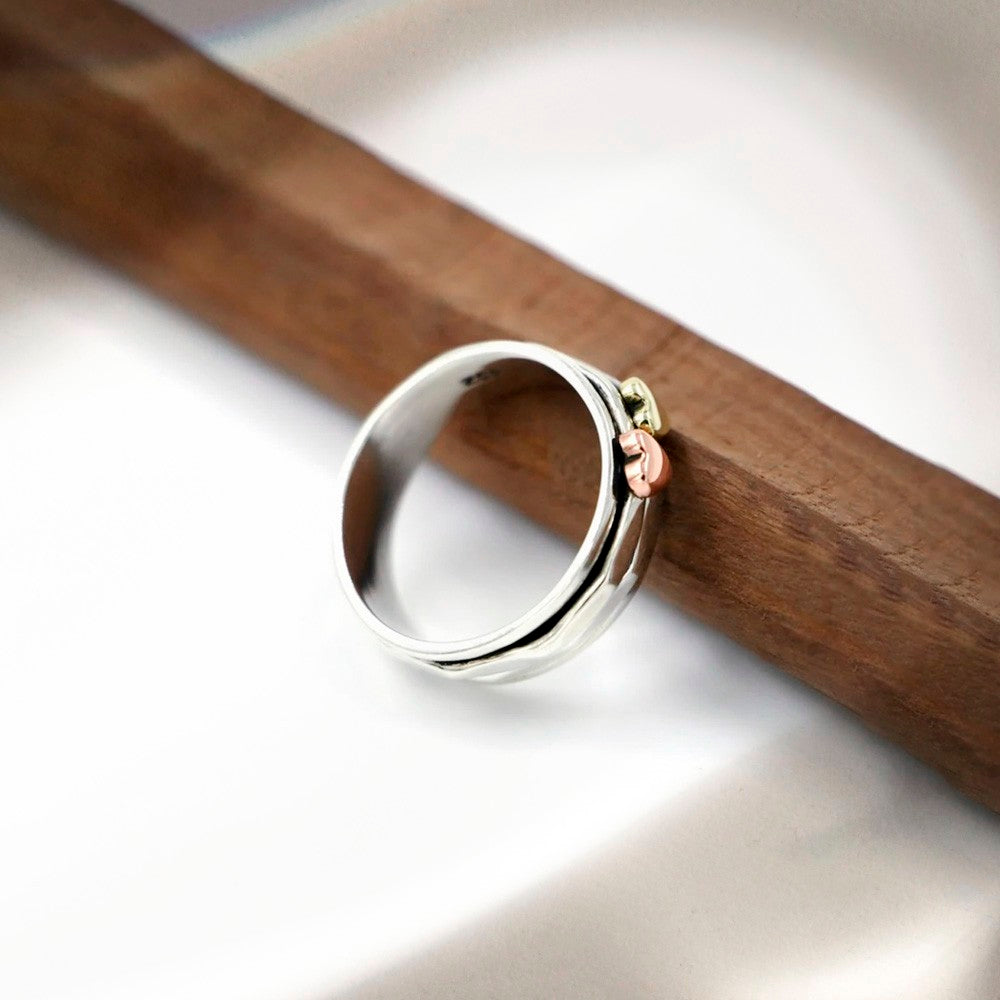 Multiple Layers Heart Spinner Ring, Meditation Ring, Fidget Ring, Spin Ring, Gift for Her/Him