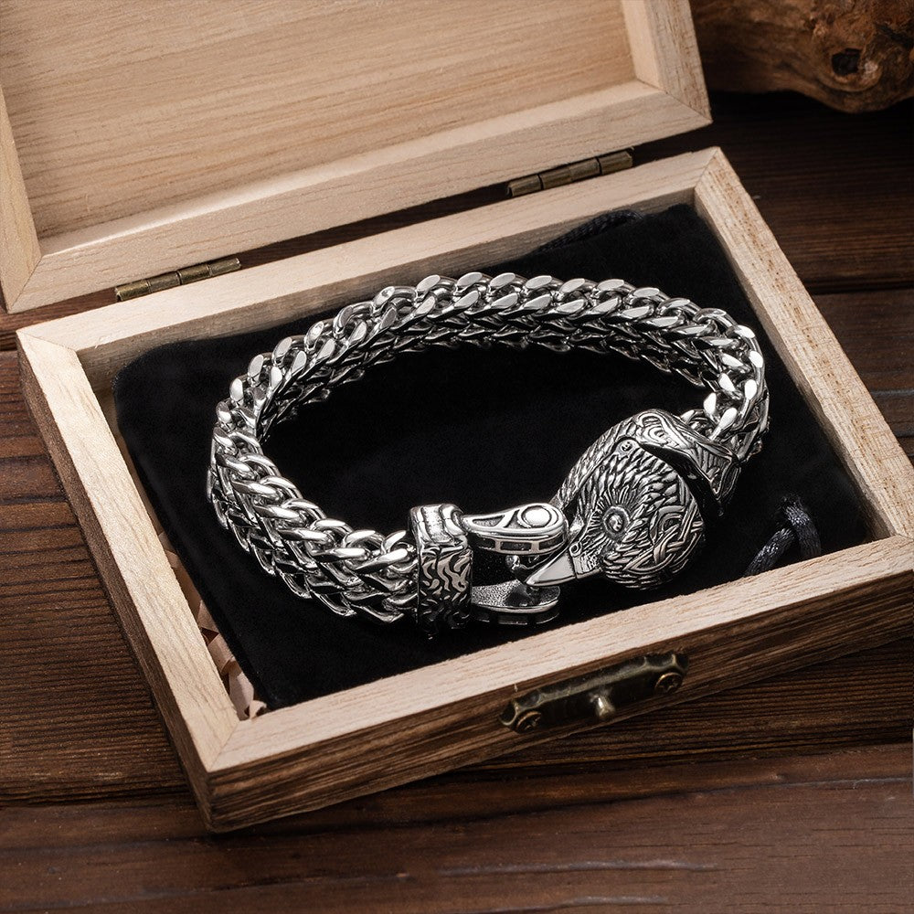 Customized Viking Norse Jewelry, Stainless Steel Wolf Eagle Dragon Head Bracelet, Punk Bracelet Motorcycle Jewelry, Gift for Men/Father