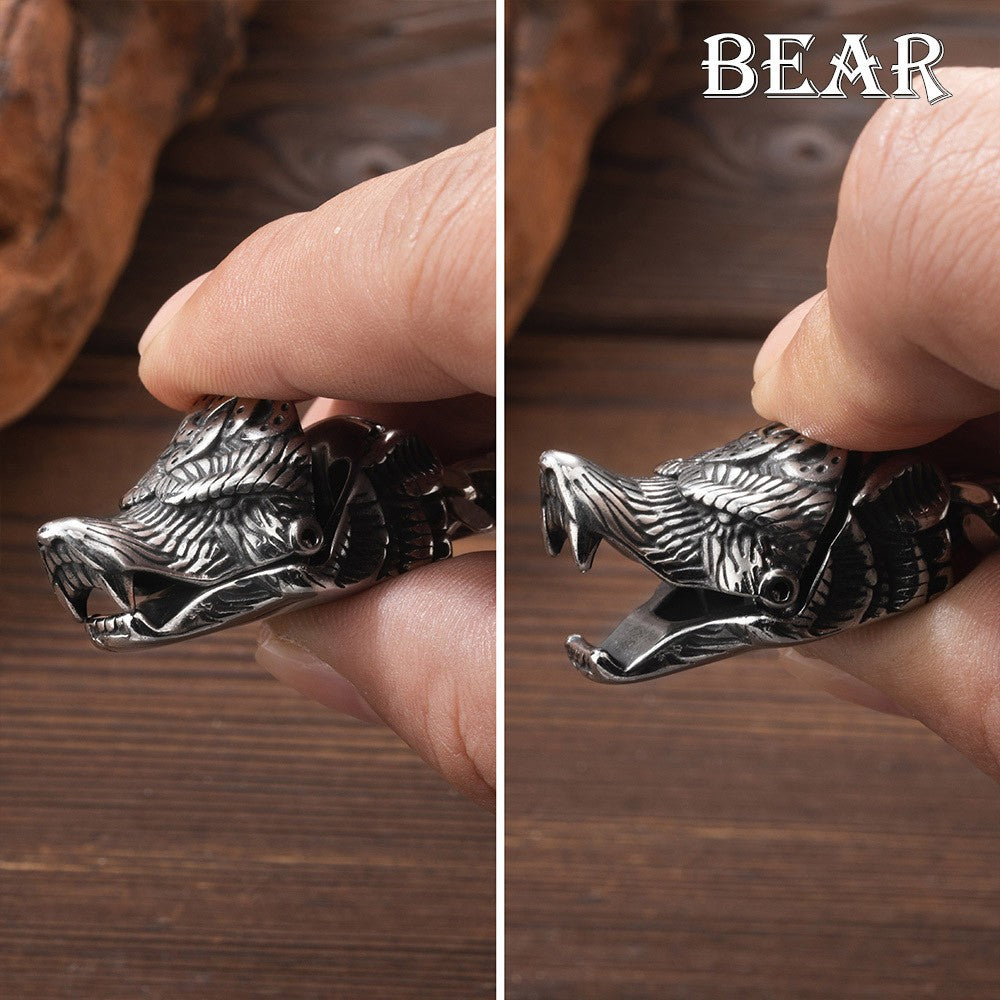 Customized Viking Norse Jewelry, Stainless Steel Wolf Eagle Dragon Head Bracelet, Punk Bracelet Motorcycle Jewelry, Gift for Men/Father