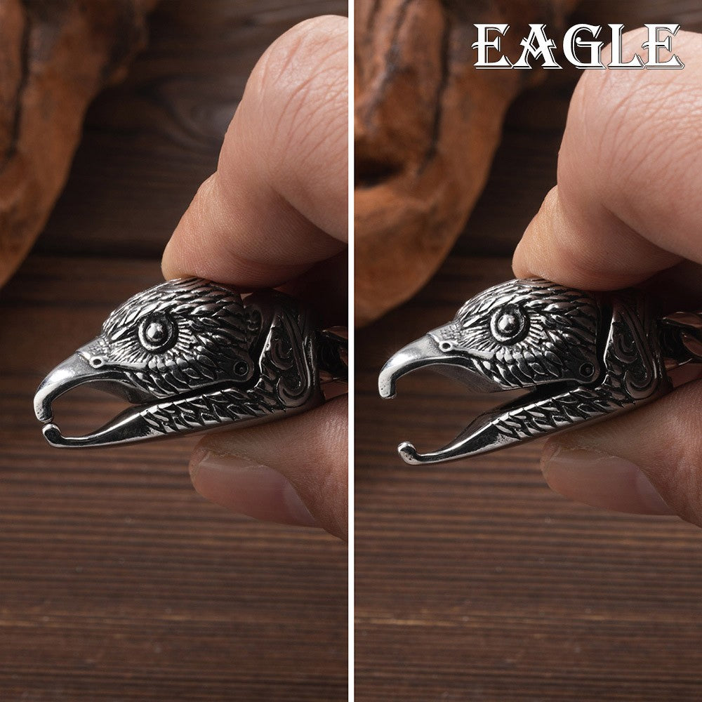 Customized Viking Norse Jewelry, Stainless Steel Wolf Eagle Dragon Head Bracelet, Punk Bracelet Motorcycle Jewelry, Gift for Men/Father