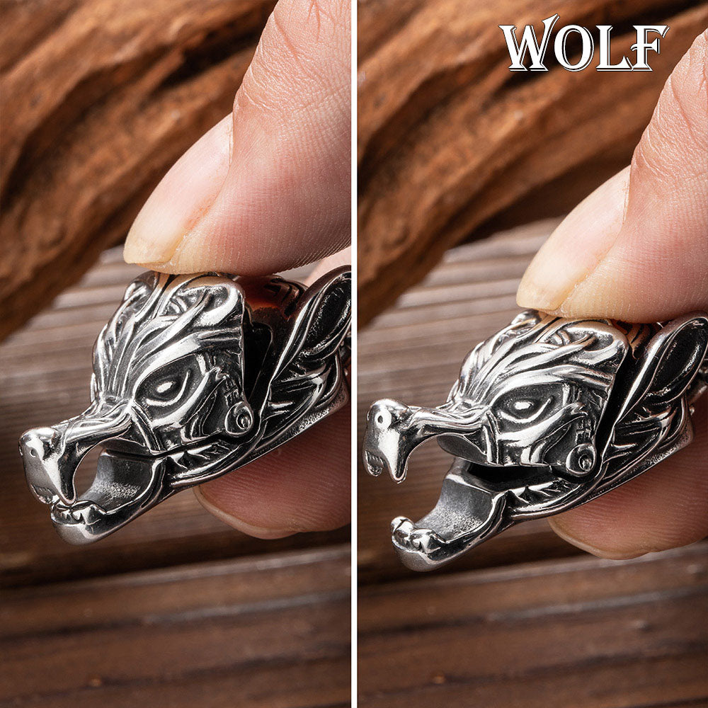 Customized Viking Norse Jewelry, Stainless Steel Wolf Eagle Dragon Head Bracelet, Punk Bracelet Motorcycle Jewelry, Gift for Men/Father