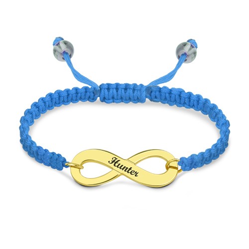 Engraved Infinity Symbol Cord Bracelet Gold Plated