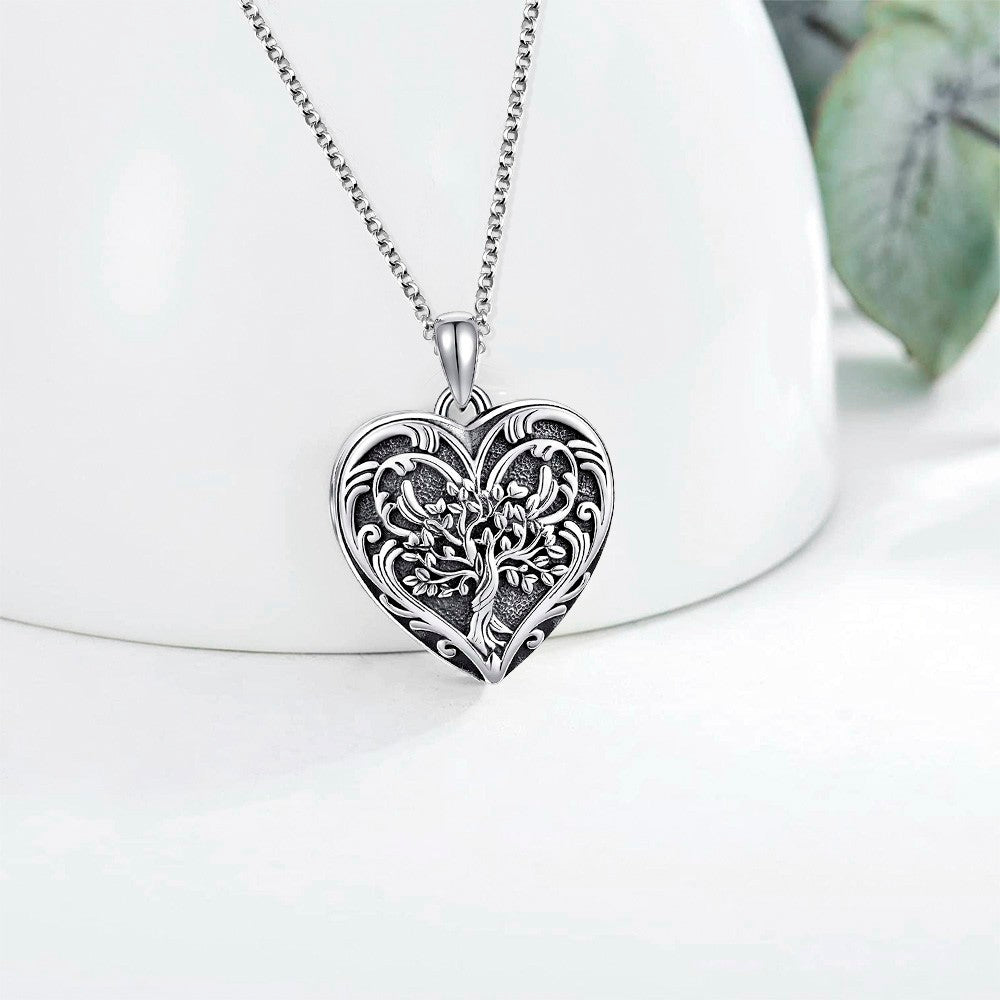 Personalized Tree of Life Locket Necklace, Brass/Sterling Silver 925 Heart Photo Locket Necklace, Engraved Necklace, Gift for Wife/Mother/Grandma