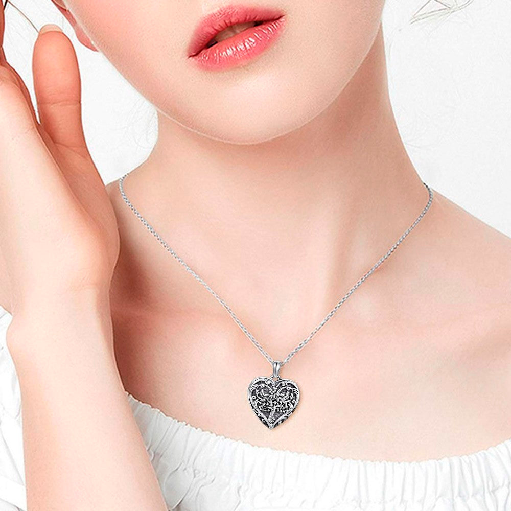 Personalized Tree of Life Locket Necklace, Brass/Sterling Silver 925 Heart Photo Locket Necklace, Engraved Necklace, Gift for Wife/Mother/Grandma