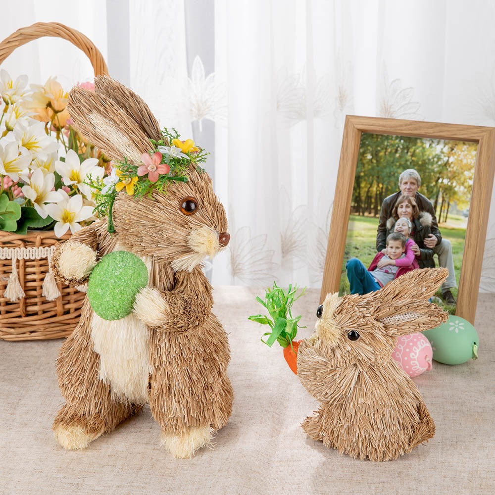 Easter Bunny Family Ornament, Easter Decor, Easter Bunny with Flower, Eater Gift, Gift for Kids/Family
