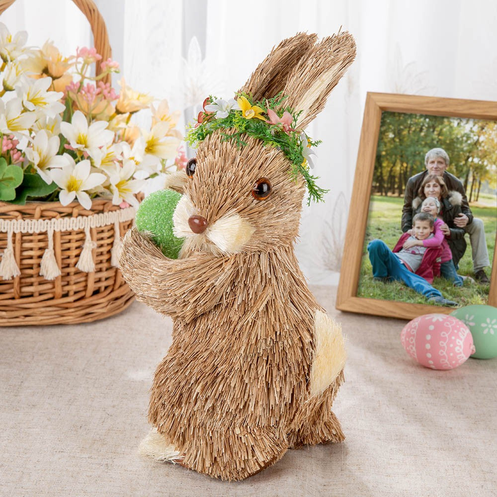 Easter Bunny Family Ornament, Easter Decor, Easter Bunny with Flower, Eater Gift, Gift for Kids/Family