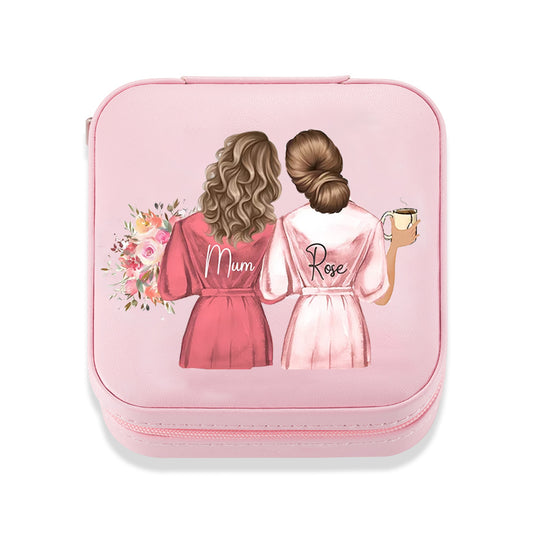 Personalized Jewelry Travel Case, Mother's Day Gift from Daughter, Custom Leather Jewelry Box, Gifts for Mom/Best Friend/Women/Wedding/Bridesmaid