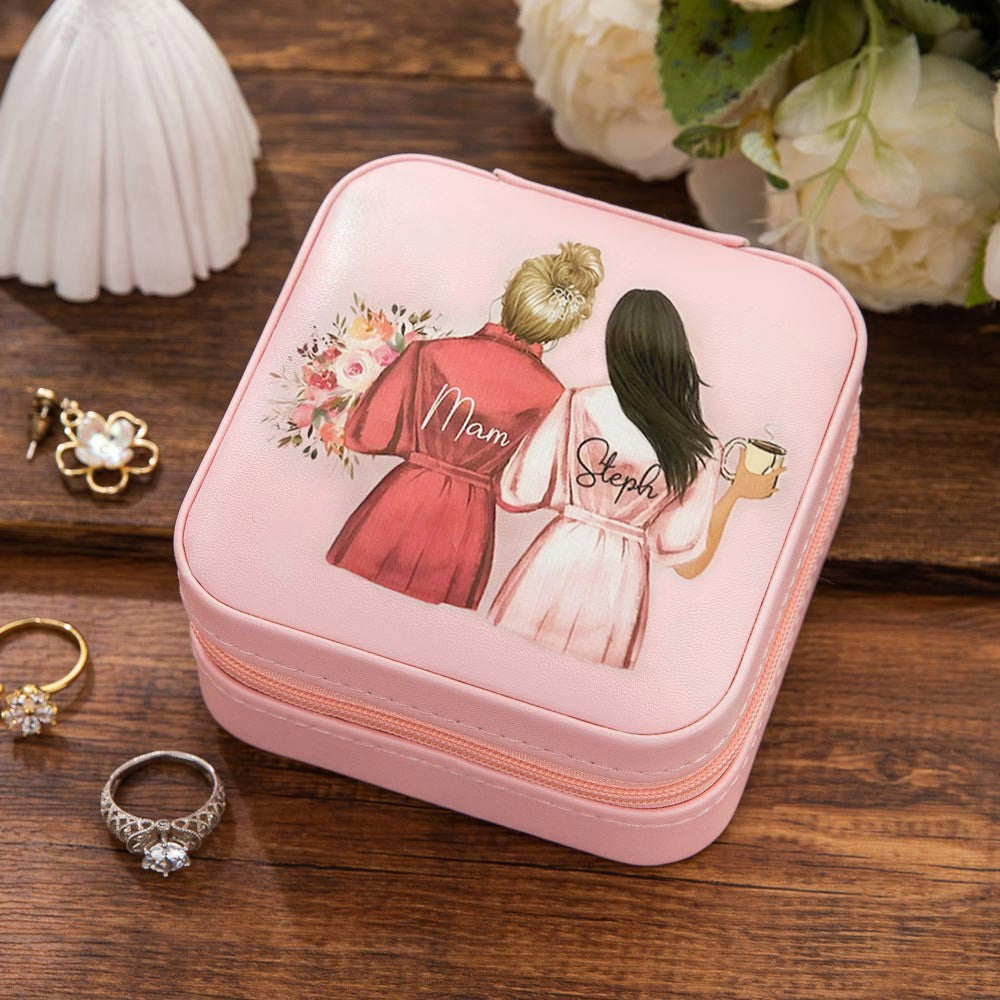 Personalized Jewelry Travel Case, Mother's Day Gift from Daughter, Custom Leather Jewelry Box, Gifts for Mom/Best Friend/Women/Wedding/Bridesmaid