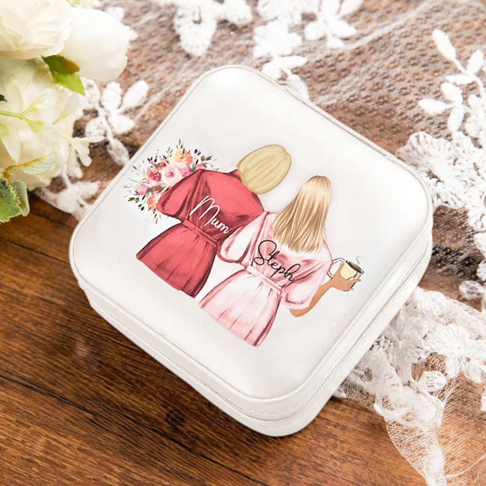Personalized Jewelry Travel Case, Mother's Day Gift from Daughter, Custom Leather Jewelry Box, Gifts for Mom/Best Friend/Women/Wedding/Bridesmaid