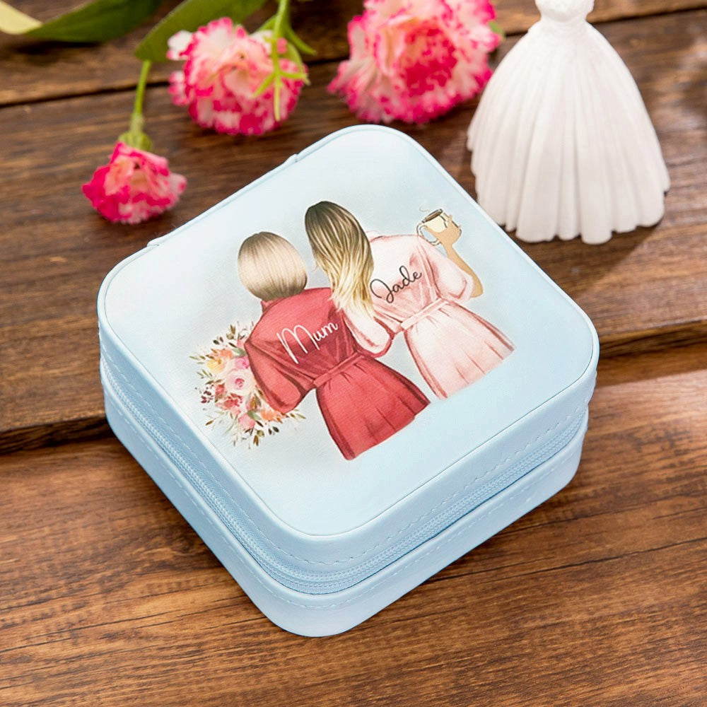 Personalized Jewelry Travel Case, Mother's Day Gift from Daughter, Custom Leather Jewelry Box, Gifts for Mom/Best Friend/Women/Wedding/Bridesmaid