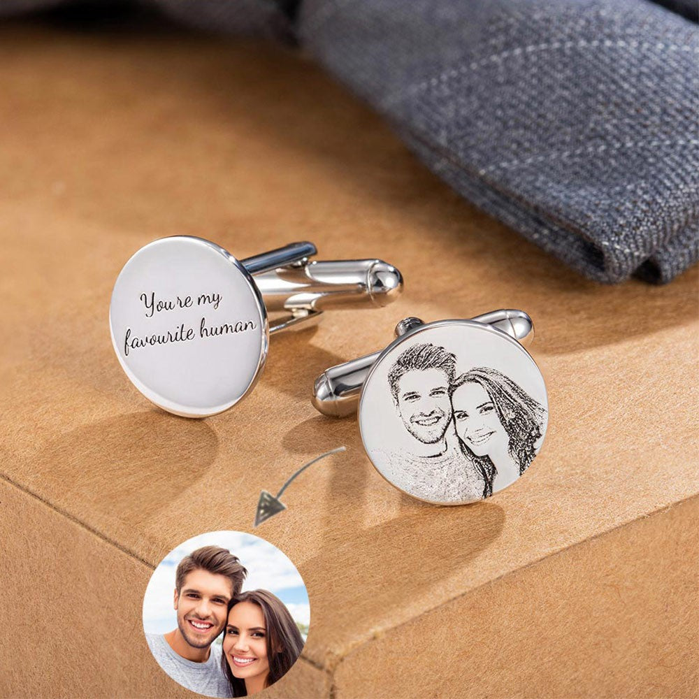 Custom Portrait Photo Cufflinks, Memorial Cufflinks, Stainless Steel/Sterling Silver 925 Cufflinks, Birthday/Father's Day Gift for Groom/Men/Father