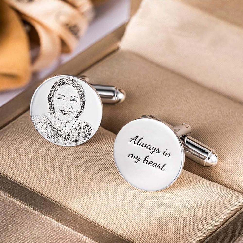 Custom Portrait Photo Cufflinks, Memorial Cufflinks, Stainless Steel/Sterling Silver 925 Cufflinks, Birthday/Father's Day Gift for Groom/Men/Father