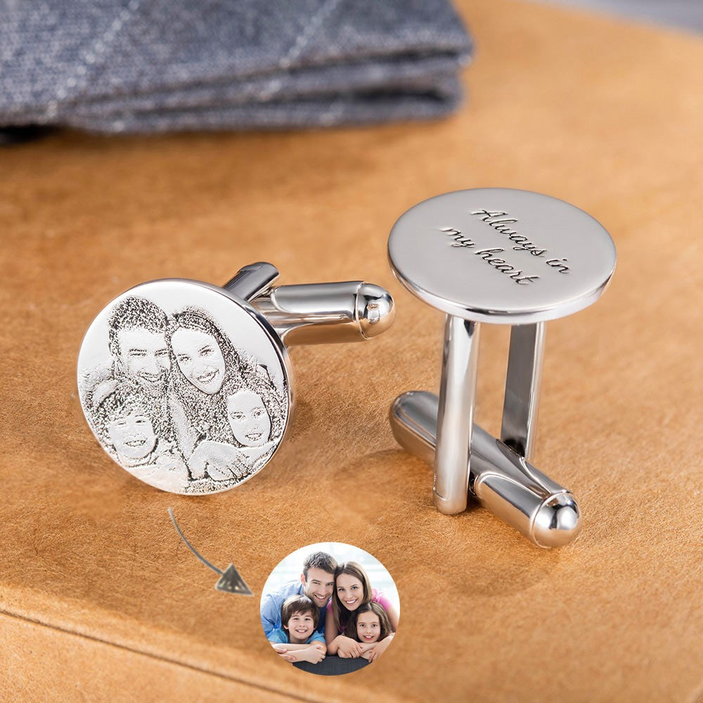 Custom Portrait Photo Cufflinks, Memorial Cufflinks, Stainless Steel/Sterling Silver 925 Cufflinks, Birthday/Father's Day Gift for Groom/Men/Father