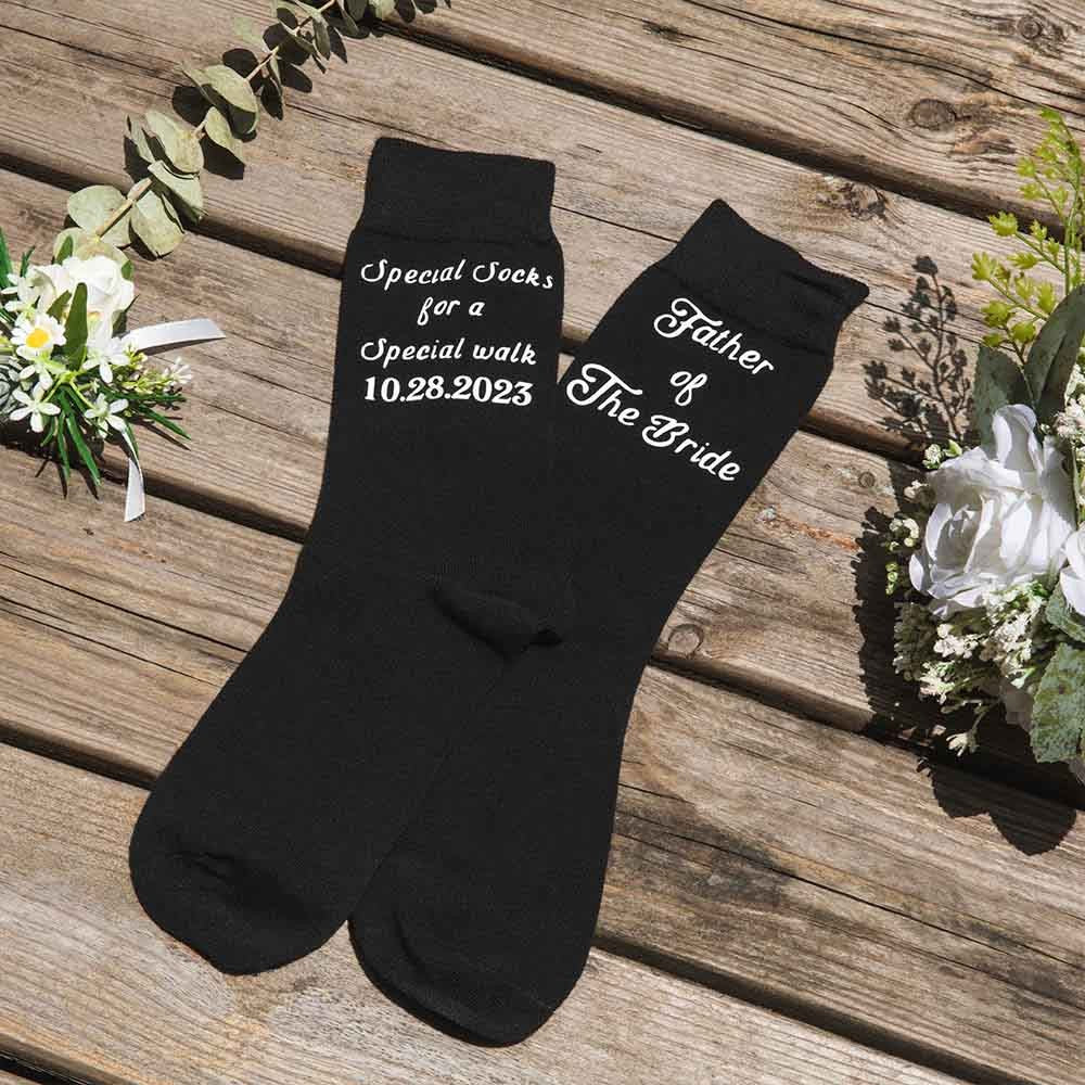 Custom Father of the Bride Socks with Wedding Date, Special Socks for a Special Walk, Gifts for Father of the Bride/Father in Law, Socks for Men