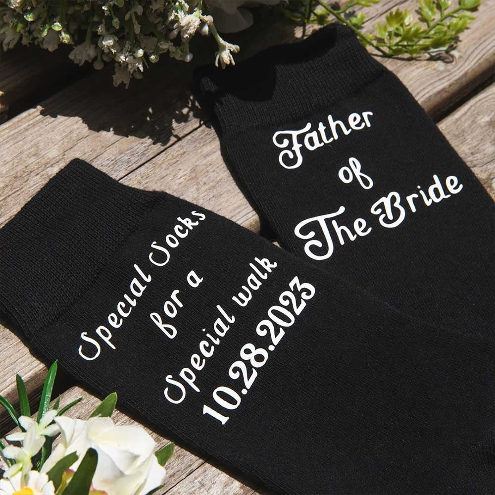 Custom Father of the Bride Socks with Wedding Date, Special Socks for a Special Walk, Gifts for Father of the Bride/Father in Law, Socks for Men