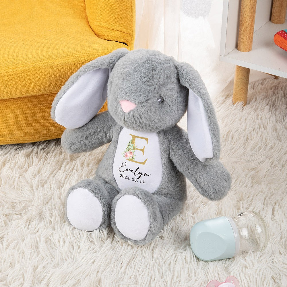 Personalized Initial Bunny Plush Toy, Soft Plush Baby Bunny, Cuddly Toy, Easter Gift, Baby Shower Gift, Gift for Kids/New Baby/Infants