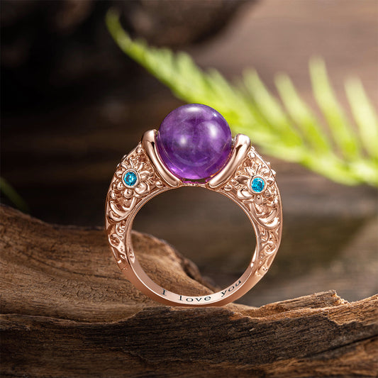 Custom Natural Healing Stone Ring, Chakra Crystal Massage Roller Ring, Sunflower Birthstone Ring, Anxiety Ring, Meditation Ring, Gift for Mom/Women