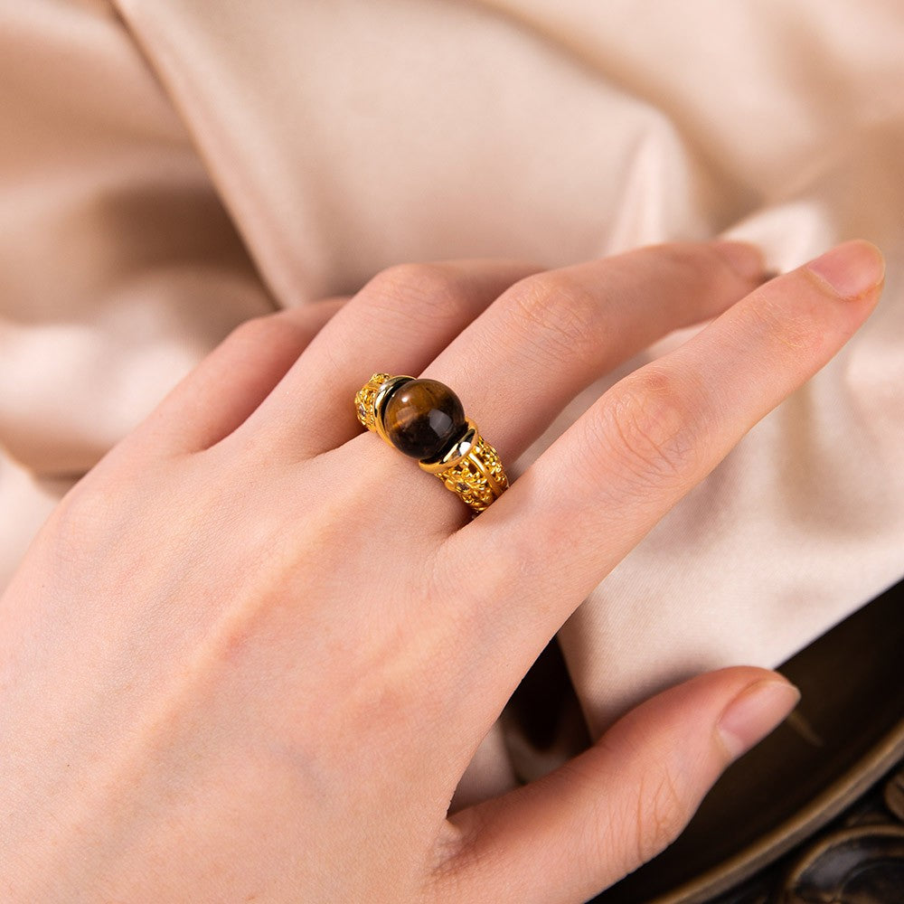 Custom Natural Healing Stone Ring, Chakra Crystal Massage Roller Ring, Sunflower Birthstone Ring, Anxiety Ring, Meditation Ring, Gift for Mom/Women