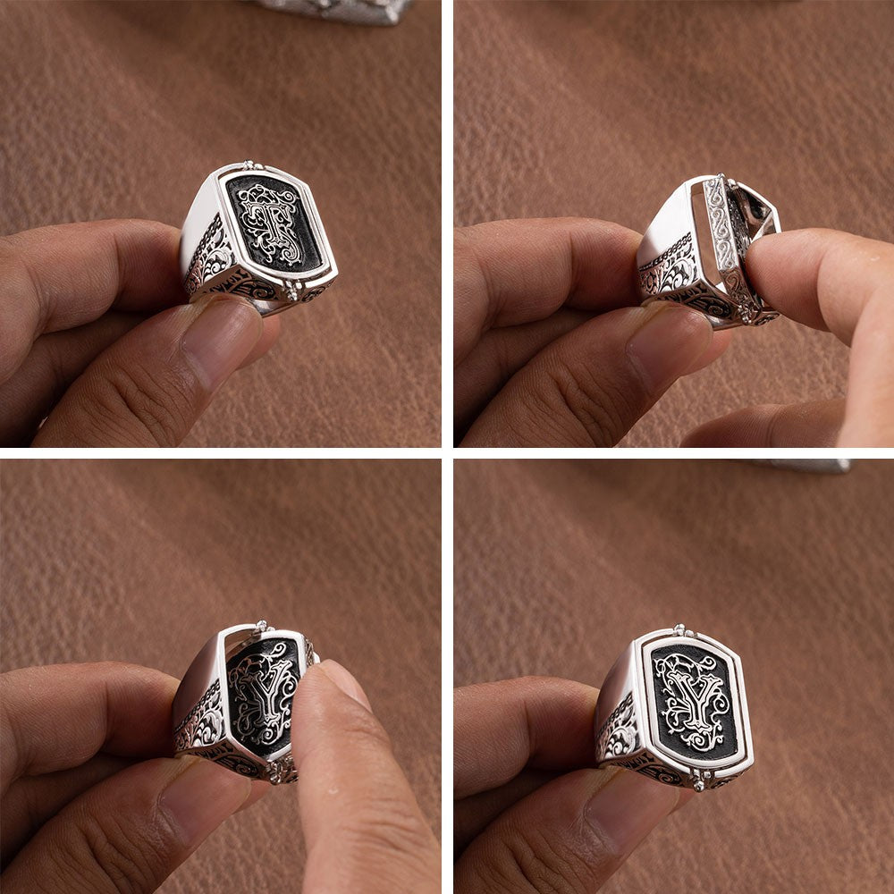Custom Double Initial Flip Ring, Monogrammed Letters Signet Ring, Sterling Silver 925/Brass Ring, Birthday/Father's Day Gift for Him/Her/Dad/Husband