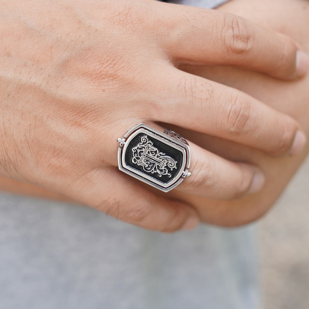 Custom Double Initial Flip Ring, Monogrammed Letters Signet Ring, Sterling Silver 925/Brass Ring, Birthday/Father's Day Gift for Him/Her/Dad/Husband