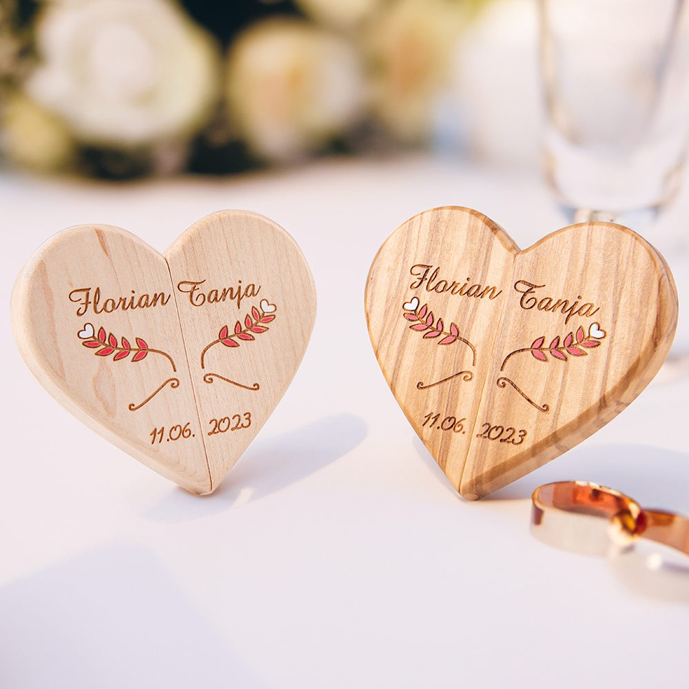 Personalized Wedding Ring Box with Magnet, Wedding Gift, Wooden Heart Ring Box, Wood Art, Ring Holder, Gift for Newlyweds