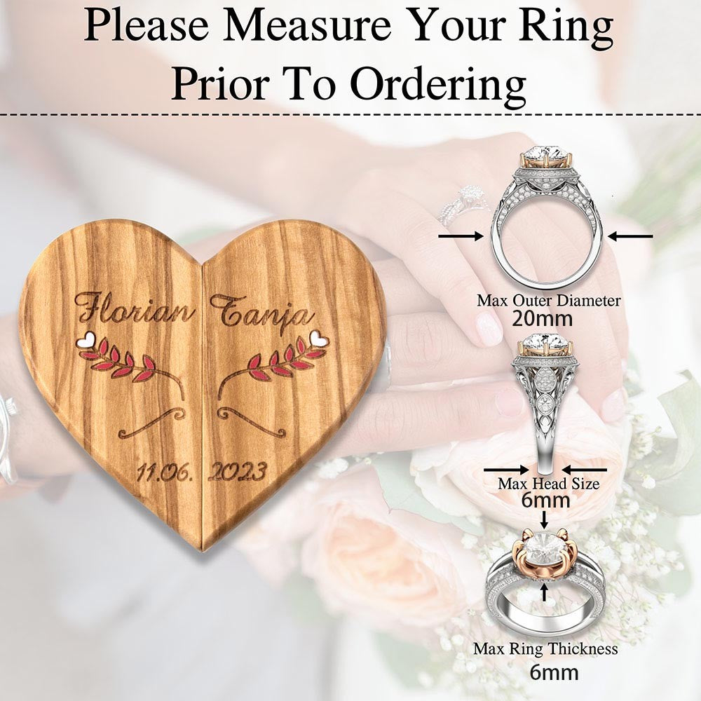 Personalized Wedding Ring Box with Magnet, Wedding Gift, Wooden Heart Ring Box, Wood Art, Ring Holder, Gift for Newlyweds