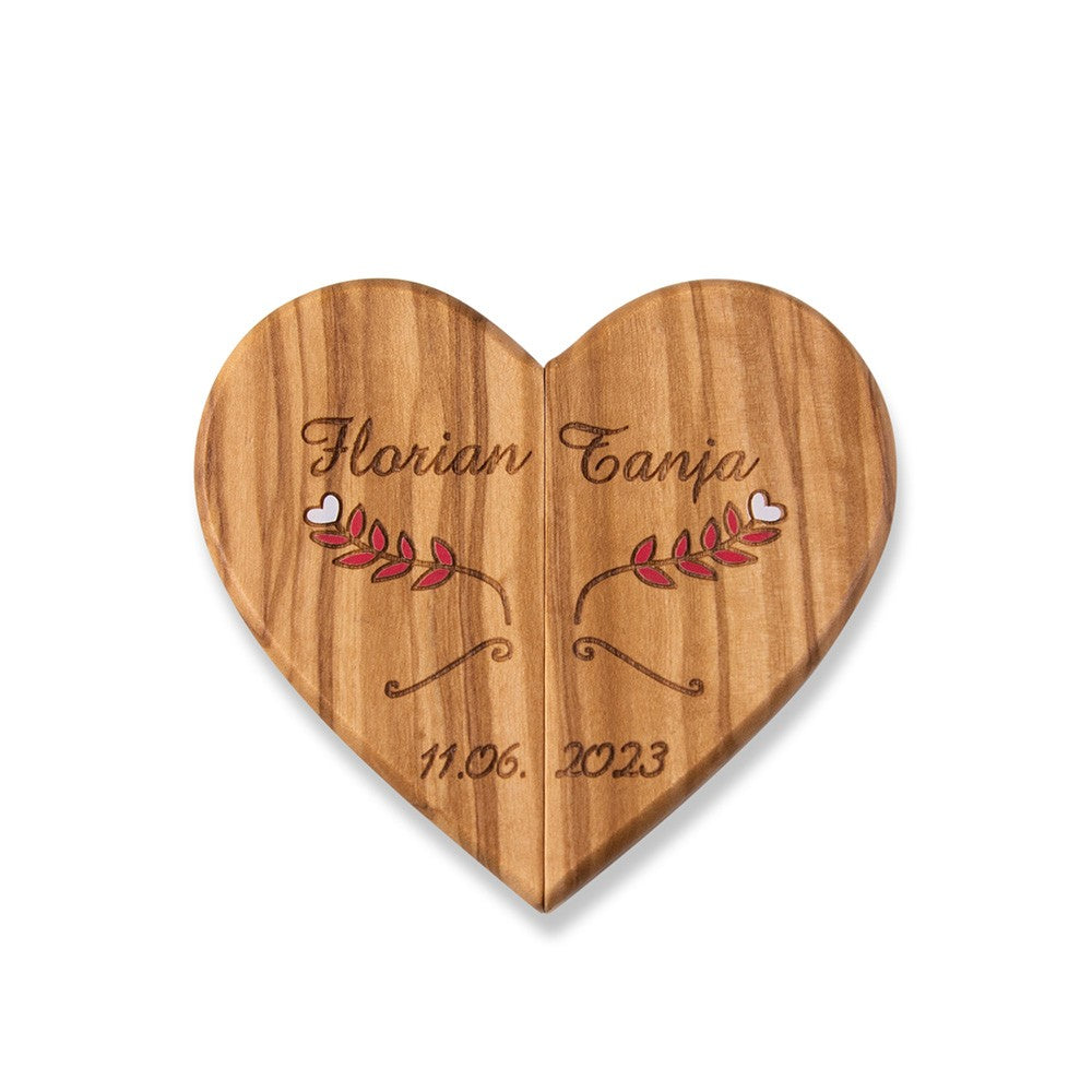 Personalized Wedding Ring Box with Magnet, Wedding Gift, Wooden Heart Ring Box, Wood Art, Ring Holder, Gift for Newlyweds