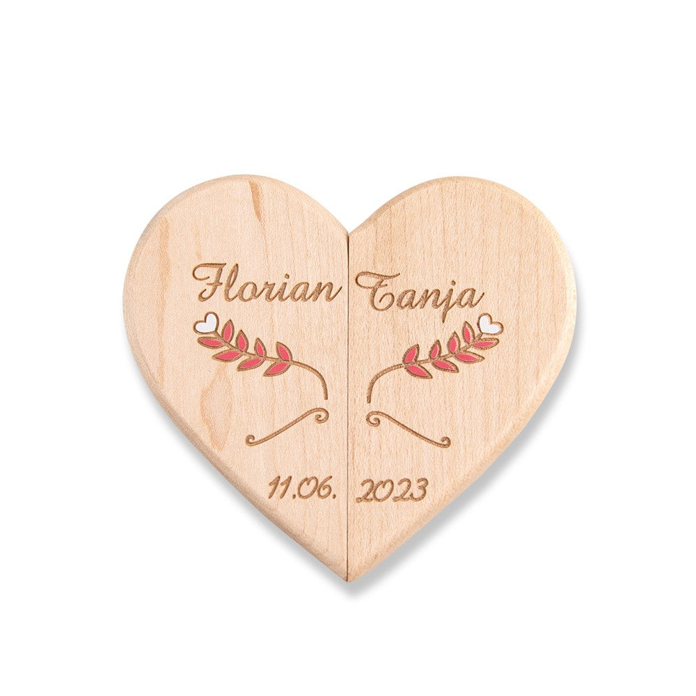 Personalized Wedding Ring Box with Magnet, Wedding Gift, Wooden Heart Ring Box, Wood Art, Ring Holder, Gift for Newlyweds