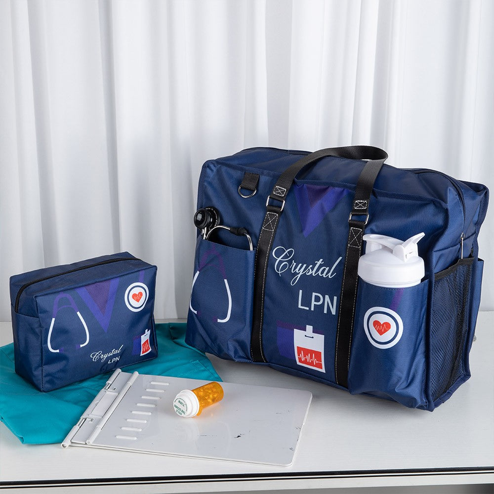 Custom Canvas Large Nurse Tote Bag for Work, Small Nursing Bag with Zippered, Nurse Week Appreciation Graduation Gift for RN CNA LPN Medical Staff