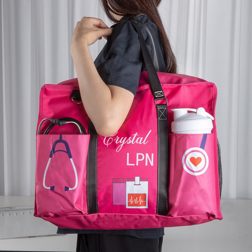 Custom Canvas Large Nurse Tote Bag for Work, Small Nursing Bag with Zippered, Nurse Week Appreciation Graduation Gift for RN CNA LPN Medical Staff