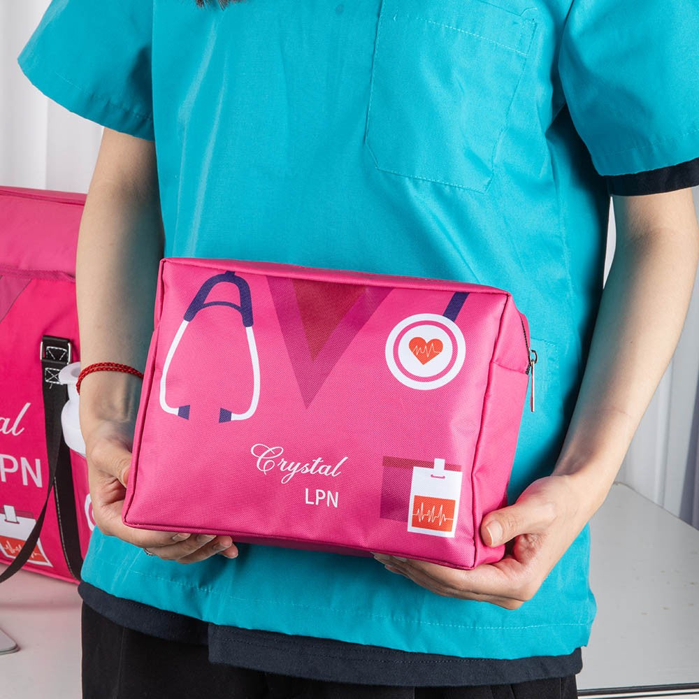 Custom Canvas Large Nurse Tote Bag for Work, Small Nursing Bag with Zippered, Nurse Week Appreciation Graduation Gift for RN CNA LPN Medical Staff