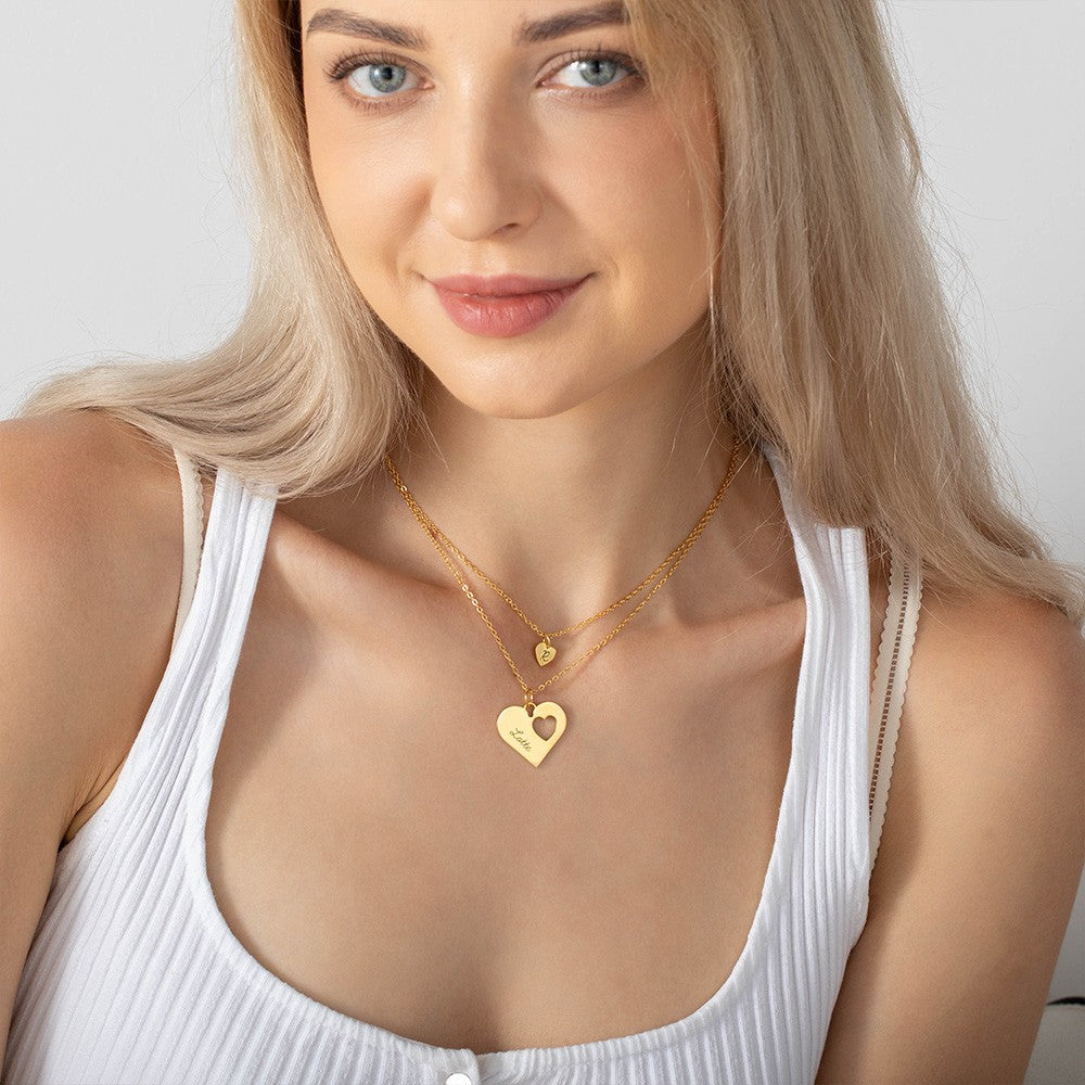 Personalized Mommy and Me Heart Necklace Set, Set Of 2, Mother & Daughter Necklace, Mommy Necklace, Matching Necklace, Mother's Day Gift for Mom
