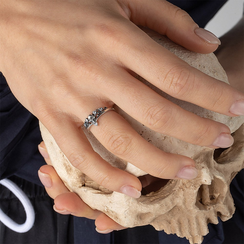 Custom Birthstone Skull Ring, Gothic Ring, Brass/Sterling Silver 925 Ring, Steampunk Ring