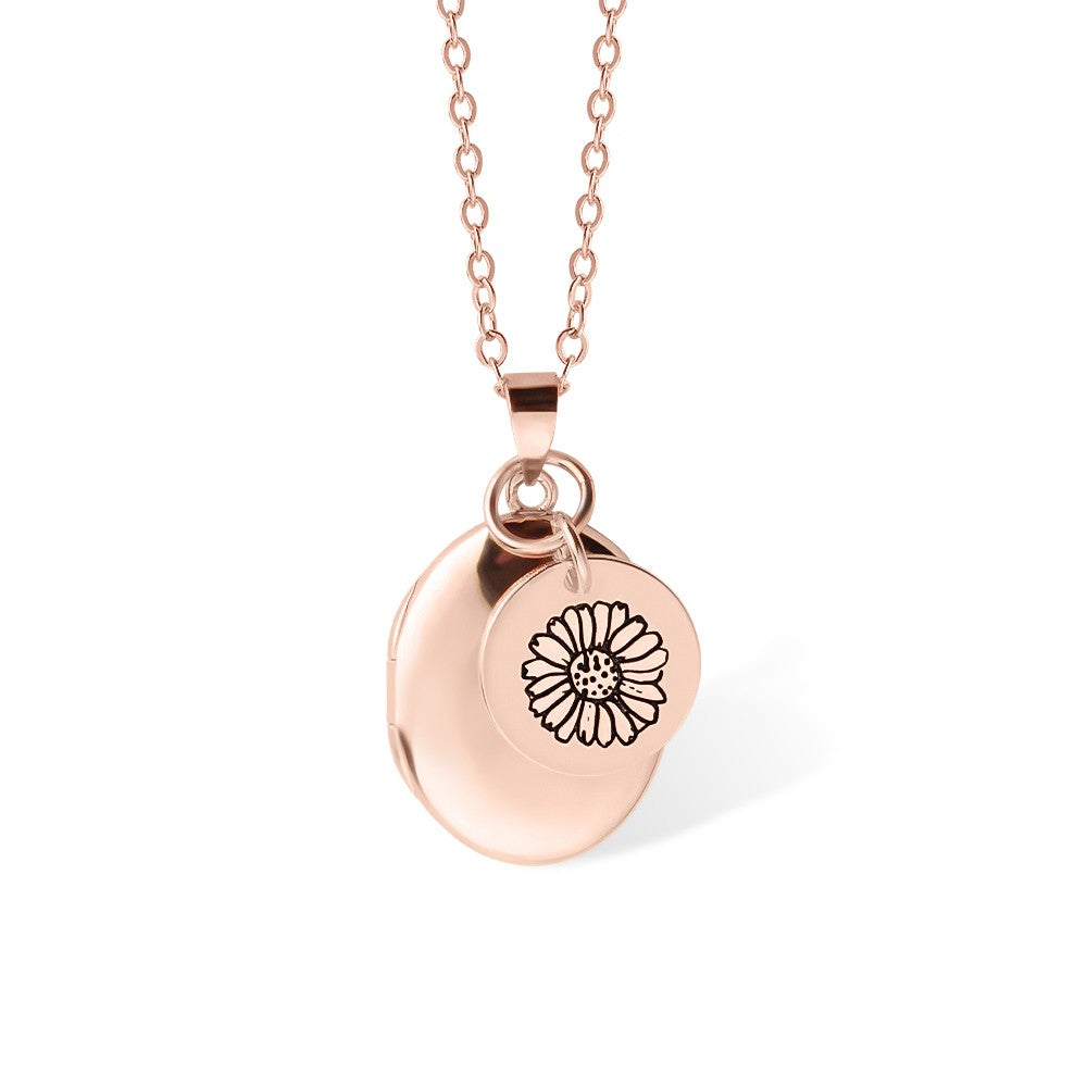 Personalized Birth Flower & Photo Necklace, Photo Necklace with Name, Oval Locket Necklace, BirthDay/Valentine's Gift for Mom/Grandma/Wife/Couple