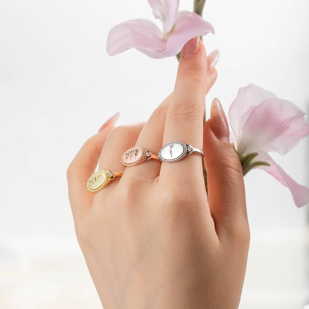 Custom Multiple Birth Flower Ring, Birth Month Flower Ring, Mother's Ring, Floral Ring, Minimalist Bouquet Ring, Gift for Her/Mom/Grandma