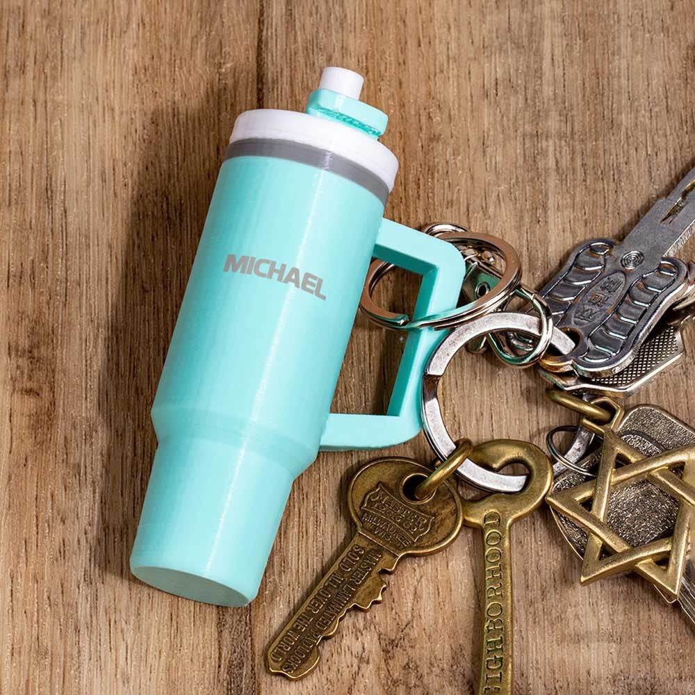 Custom Name 1:6 Scale Miniature Tumbler Keychain, 3D Printed Fidget Toy, Funny Accessory Home Decor, Gift for Family/Friends