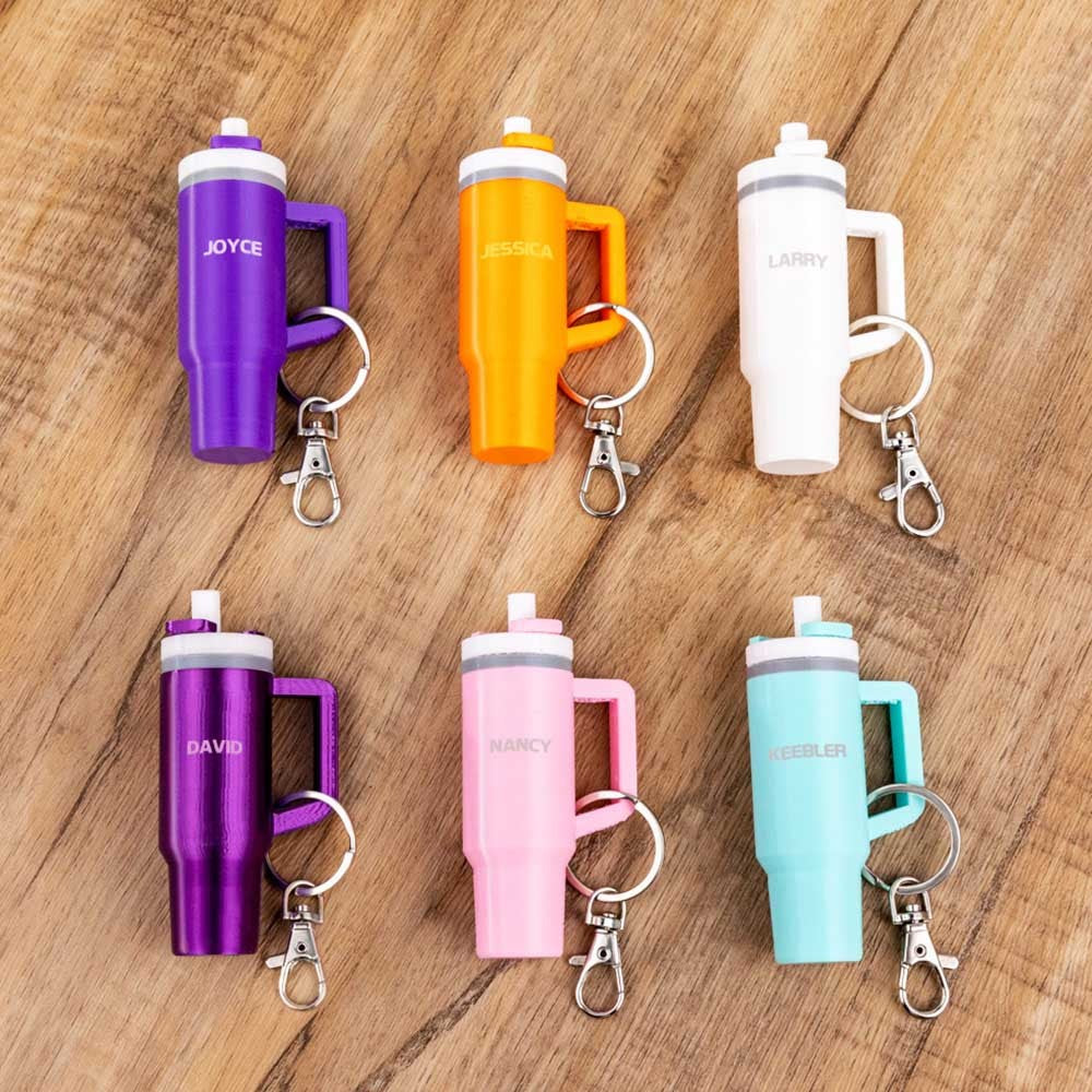 Custom Name 1:6 Scale Miniature Tumbler Keychain, 3D Printed Fidget Toy, Funny Accessory Home Decor, Gift for Family/Friends