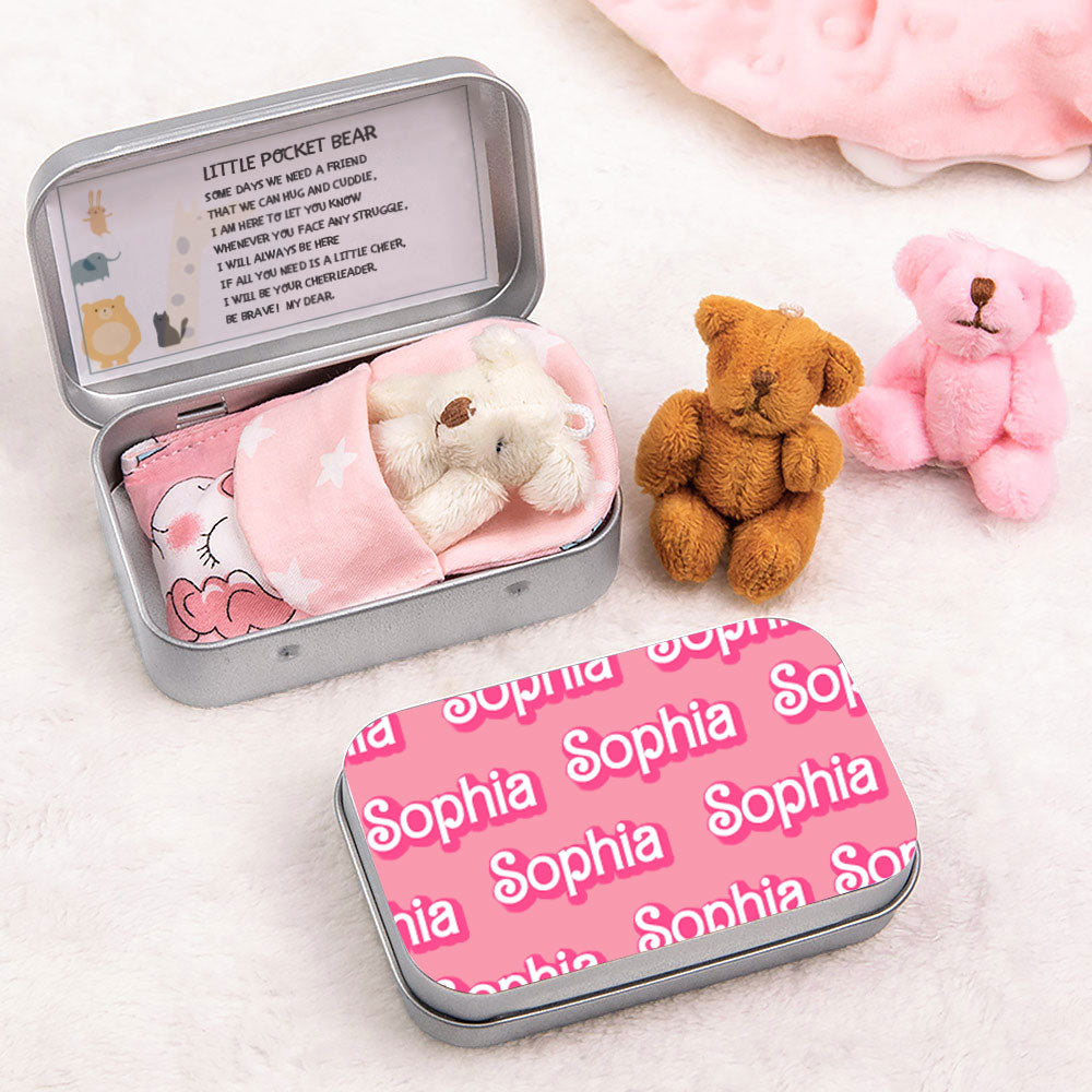 Custom Mini Stuffed Buddy Bear in a Tin, Worry Doll for Anti-Anxiety/Stress, Little Plush Pocket Bear, Birthday/Christmas Gift for Kids