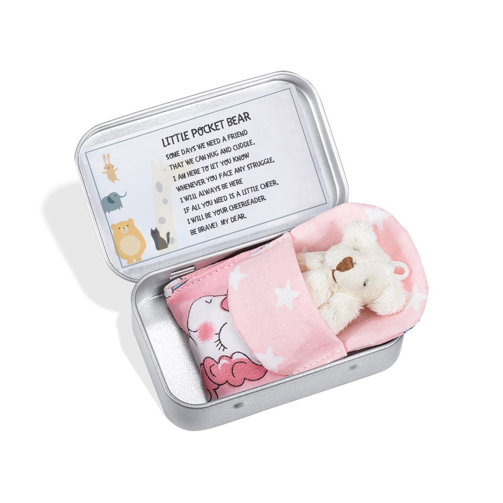 Custom Mini Stuffed Buddy Bear in a Tin, Worry Doll for Anti-Anxiety/Stress, Little Plush Pocket Bear, Birthday/Christmas Gift for Kids