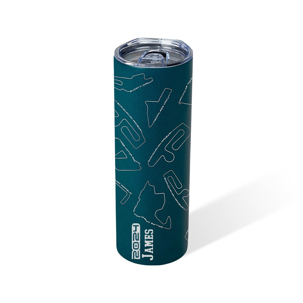 Custom Name Race Track Insulated Tumbler, Racing Car Circuit Art Print 20oz Cup, Birthday/Anniversary Gift for Auto Enthusiasts/Motorsport Lovers