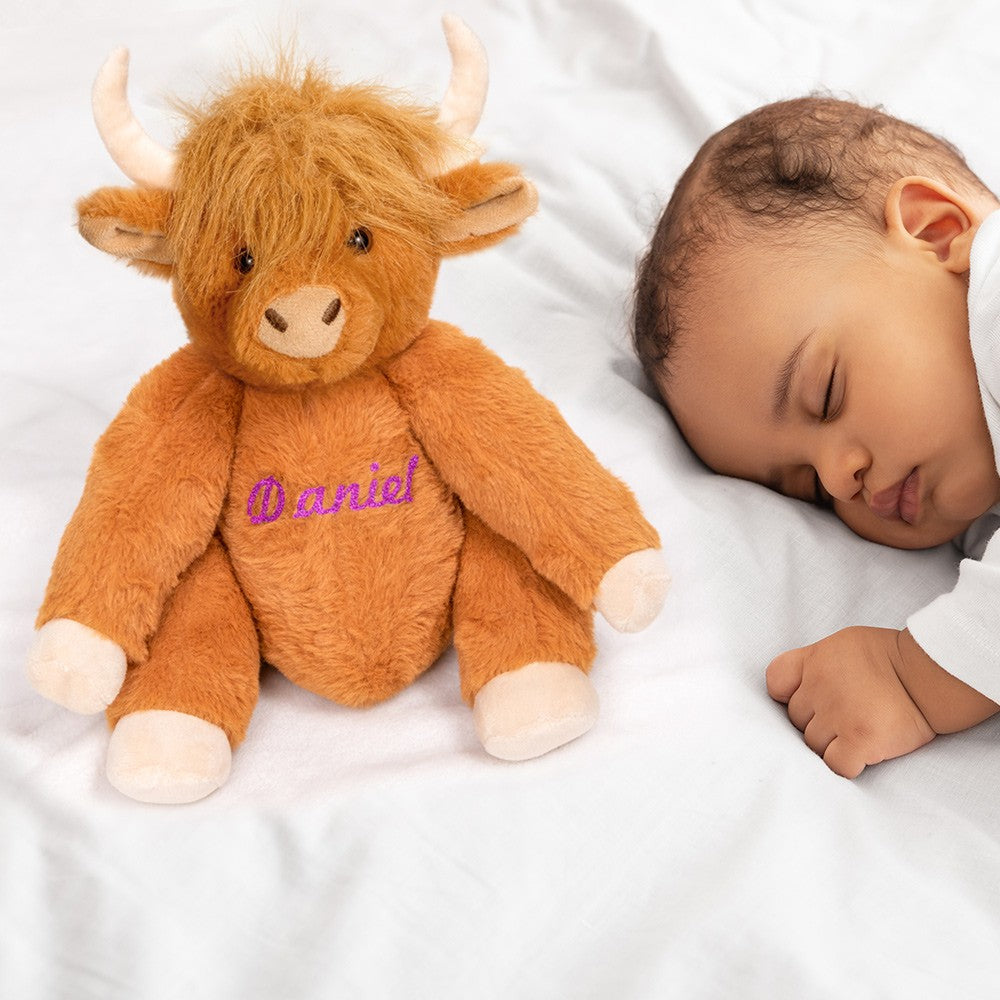 Personalized Highland Cow Stuffed Animal, Eco-Friendly Plush Farm Toy, Soft Toy Gift for Kids, Baby Shower/Birthday Gift for Kids/Highland Cow Lover