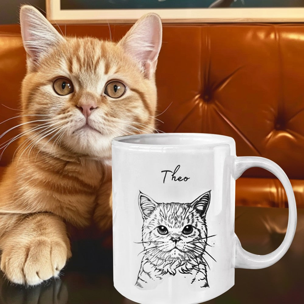 Custom Pet Ceramic Mug with Photo and Name, Personalized Pet Portrait Coffee Cup, Birthday/Christmas Gift for Pet Lover/Pet Mom & Dad