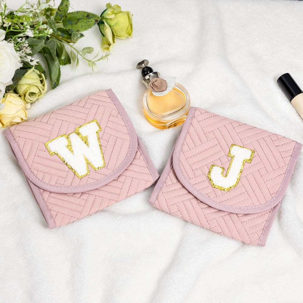 Personalized Initial Foldable Travel Jewelry Case, Travel Essentials Small Size Jewelry Pouch, Jewelry Organizer Bags, Gift for Women